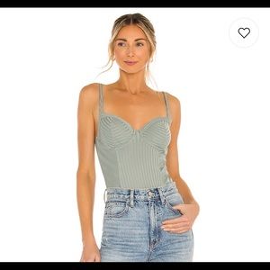 Brand new w/ tags AllSaints Yuni Rib Bodysuit in Green Bay